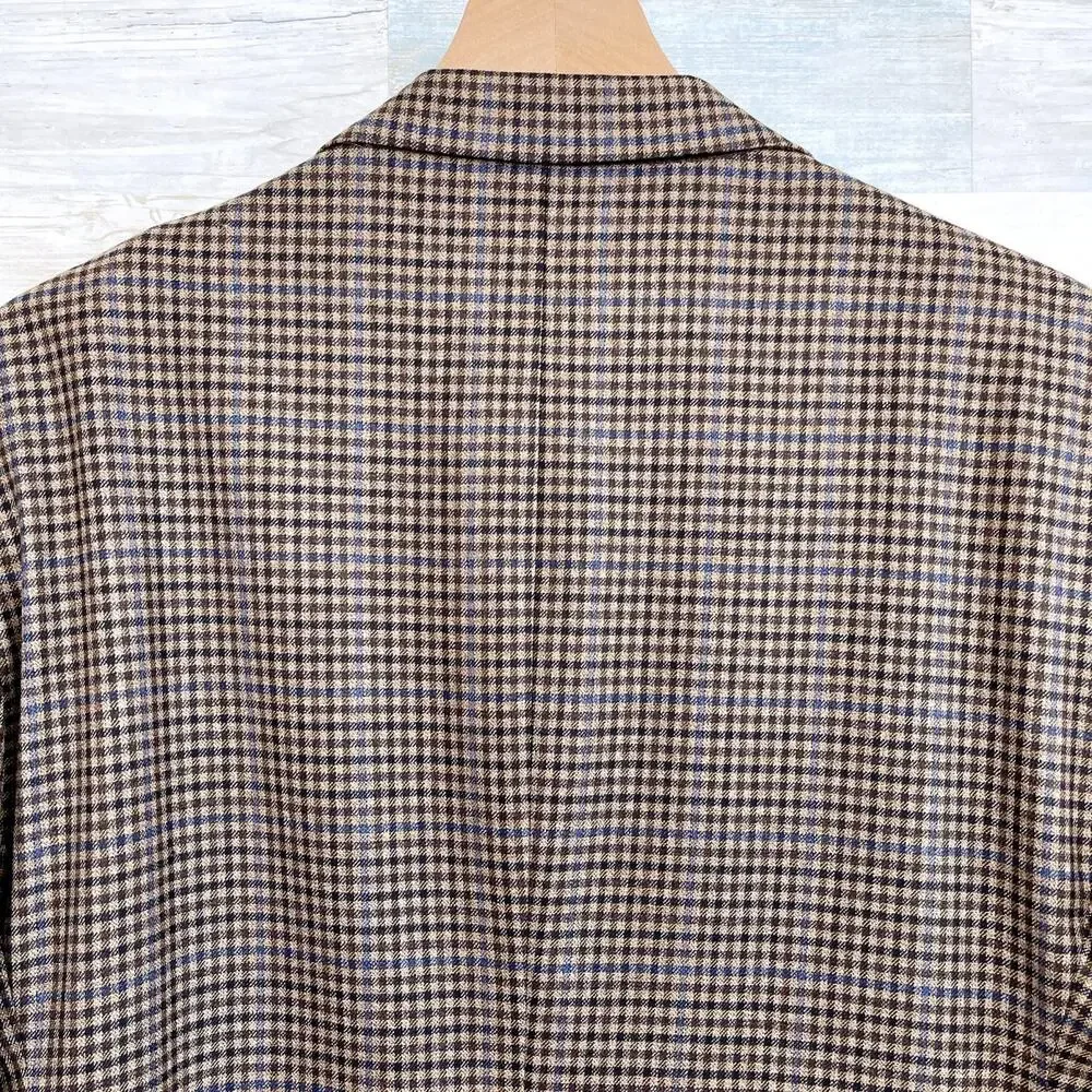 Brooks Brothers 1818 SaxXon Madison Sport Coat Brown Plaid Wool USA Mens 41R